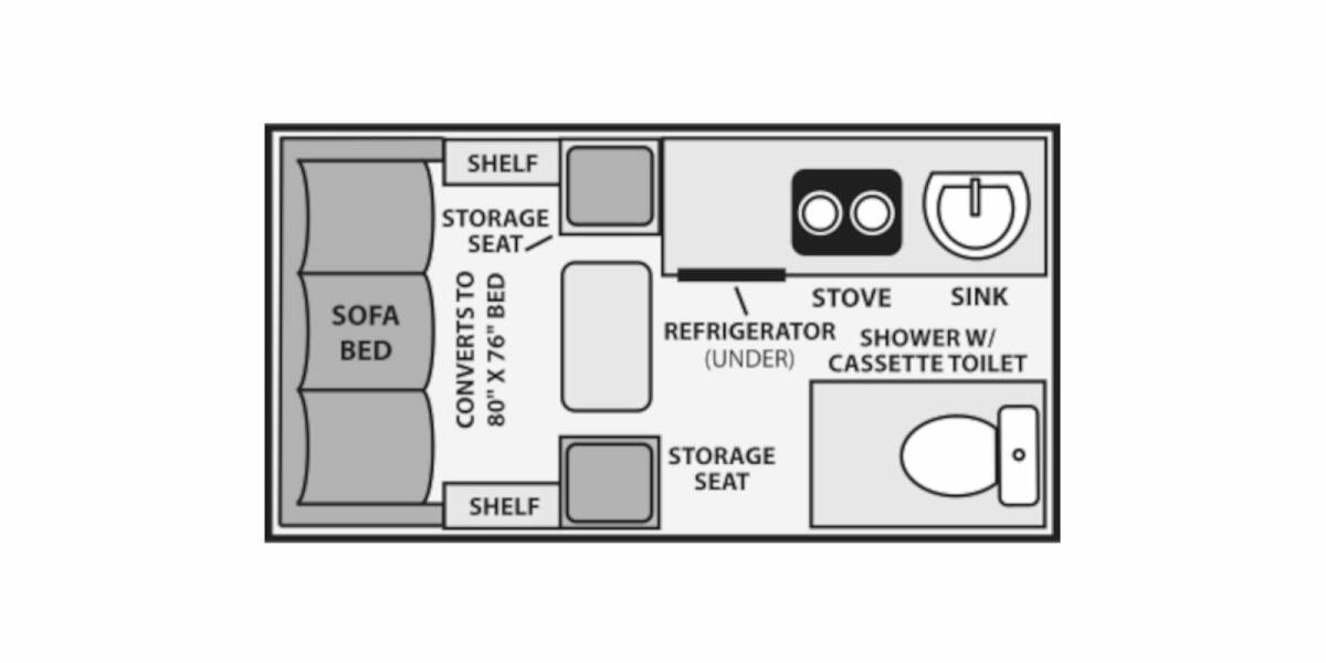 2021 Aliner LXE REARSOFA Folding at Tonies RV STOCK# lxe21 Floor plan Layout Photo