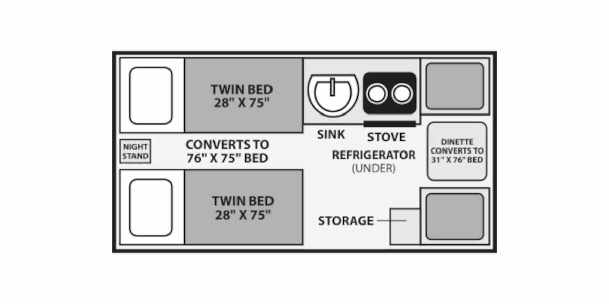 2021 Aliner Ranger 12 TWIN BED Folding at Tonies RV STOCK# 12TW21 Floor plan Layout Photo