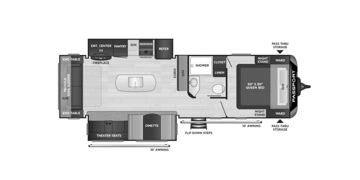 2021 Keystone Passport GT 2870RL Travel Trailer at Tonies RV STOCK# 287021 Floor plan Layout Photo