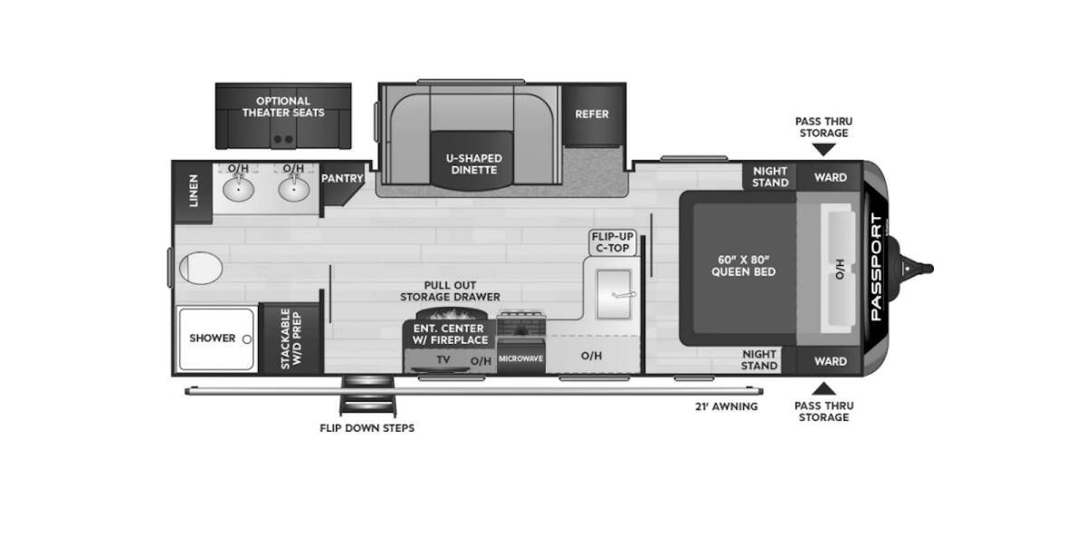 2021 Keystone Passport GT 2400RB Travel Trailer at Tonies RV STOCK# 4055 Floor plan Layout Photo