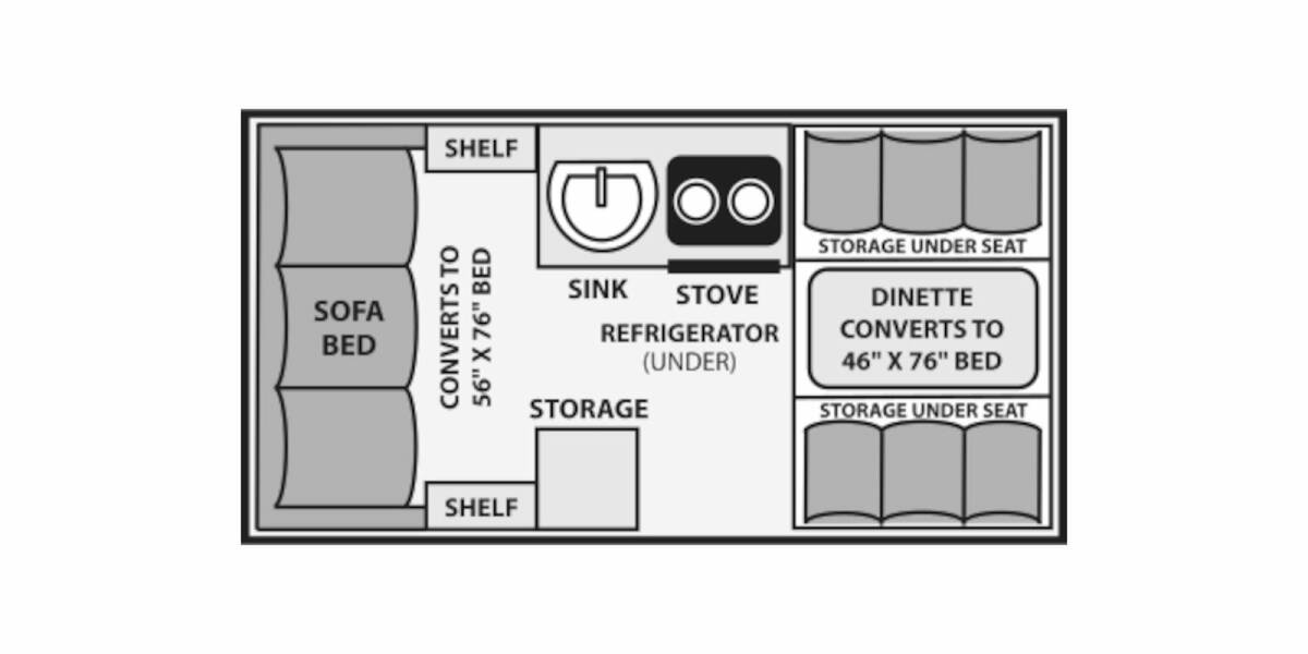 2021 Aliner Ranger 12 Rear Sofa Bed Folding at Tonies RV STOCK# 1221 Floor plan Layout Photo