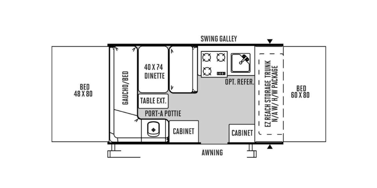 2015 Flagstaff Tent MAC Series 206ST Folding at Tonies RV STOCK# 3474 Floor plan Layout Photo
