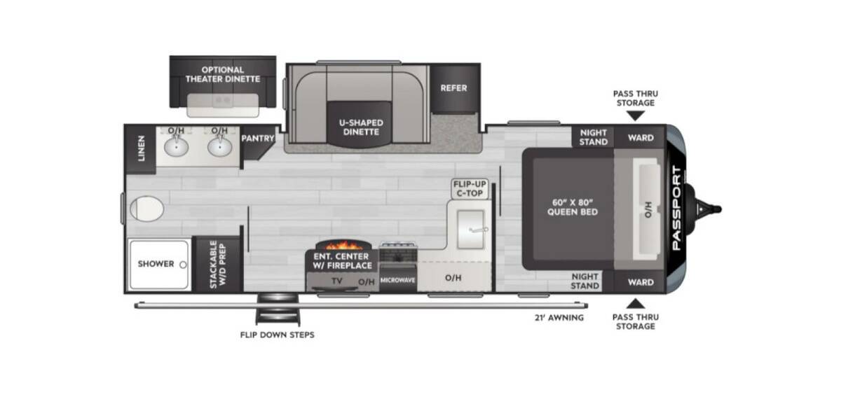 2022 Keystone Passport GT 2400RB Travel Trailer at Tonies RV STOCK# 222400 Floor plan Layout Photo