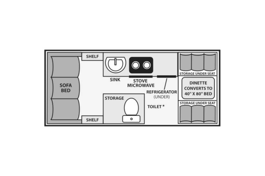 2022 Aliner Expedition SOFA BED Folding at Tonies RV STOCK# 6193 Floor plan Layout Photo