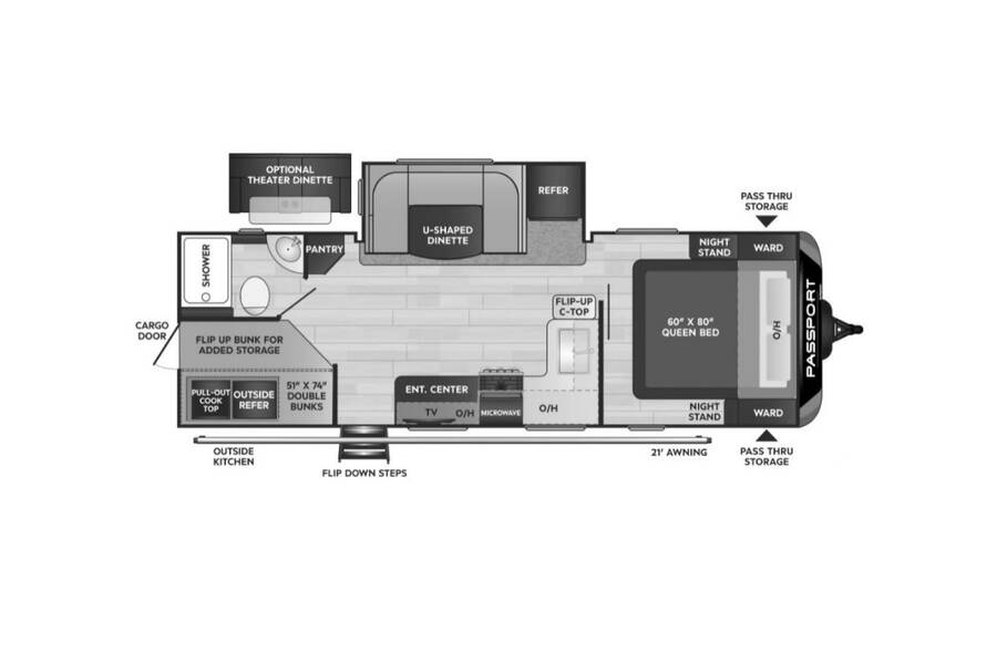 2022 Keystone Passport GT 2401BH Travel Trailer at Tonies RV STOCK# 2401 Floor plan Layout Photo