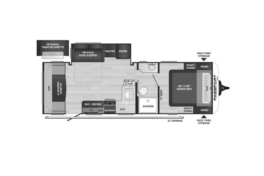 2022 Keystone Passport SL 252RD Travel Trailer at Tonies RV STOCK# 5079 Floor plan Layout Photo