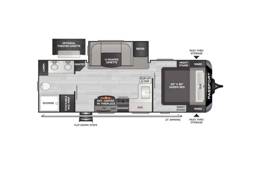 2022 Keystone Passport GT 2400RB Travel Trailer at Tonies RV STOCK# 6350 Floor plan Layout Photo