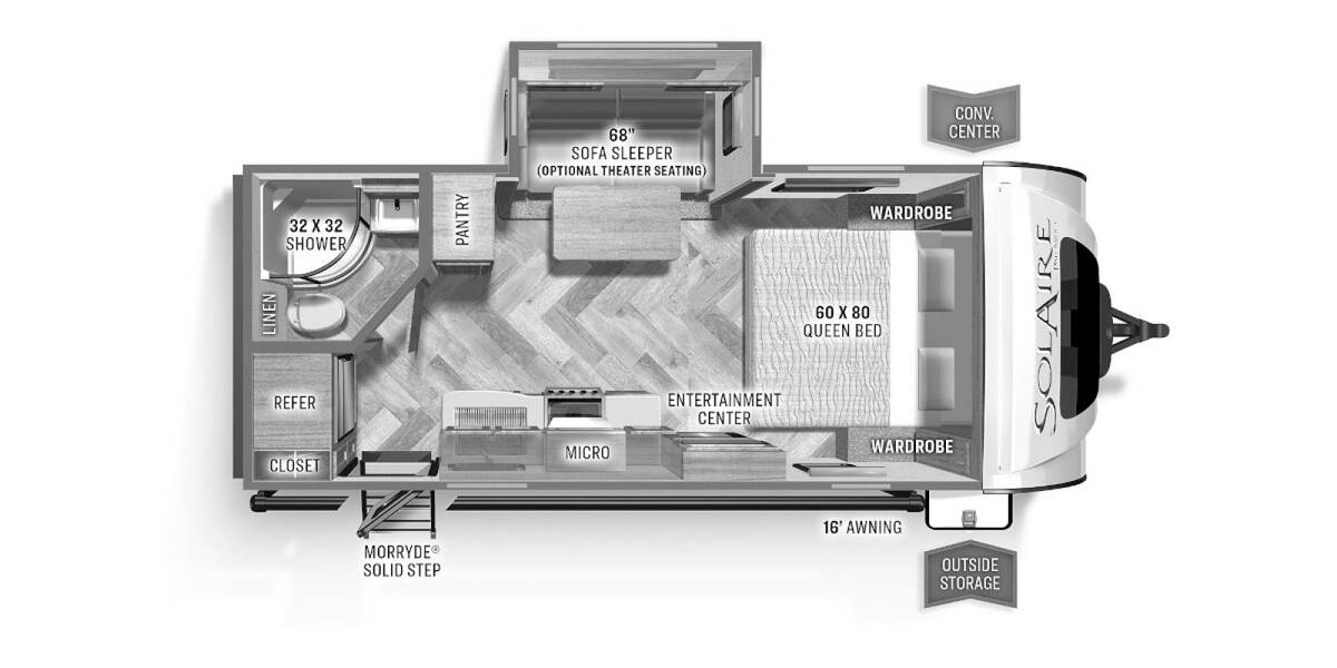 2023 Palomino SolAire Ultra Lite 208SS Travel Trailer at Tonies RV STOCK# 9320 Floor plan Layout Photo