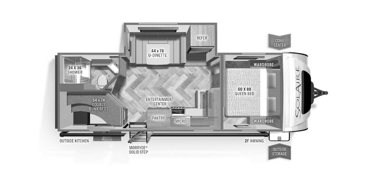 2023 Palomino SolAire Ultra Lite 243BHS Travel Trailer at Tonies RV STOCK# 8960 Floor plan Layout Photo